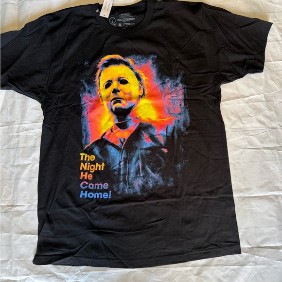 Halloween Michael Myers Adult Mens L Black T Shirt Horror Movie Tee NWT - Picture 2 of 12